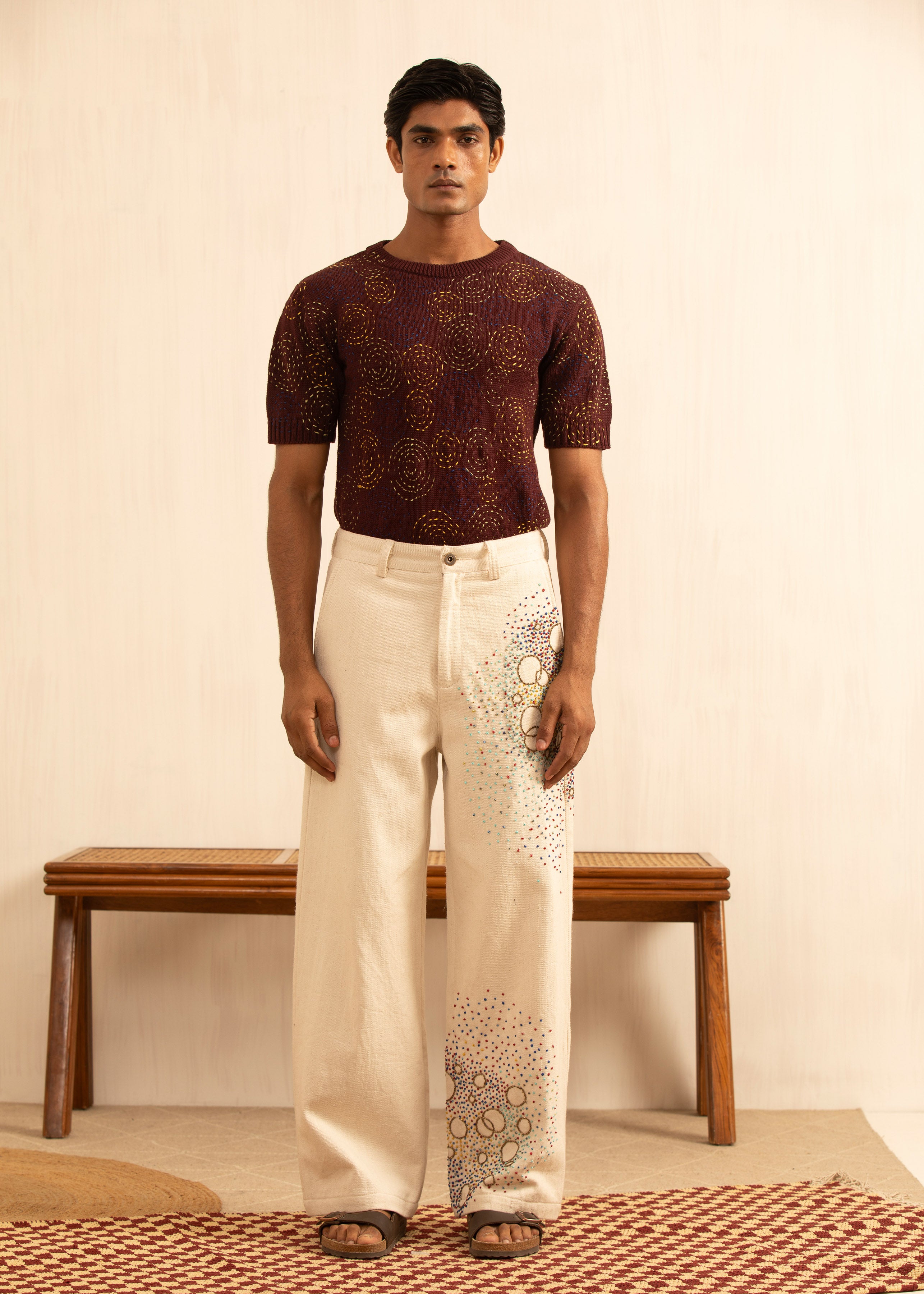 Embroidered Knots Denim