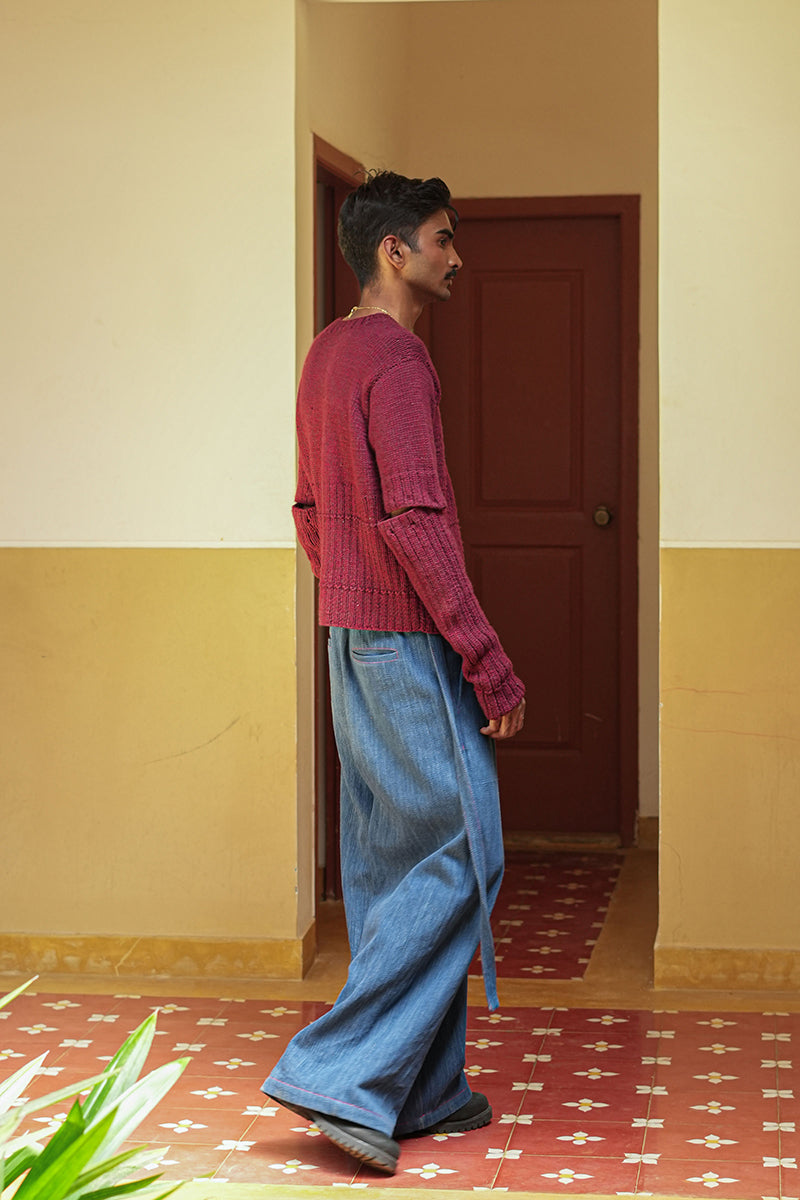 Convertible Sleeve Merino Crew Sweater