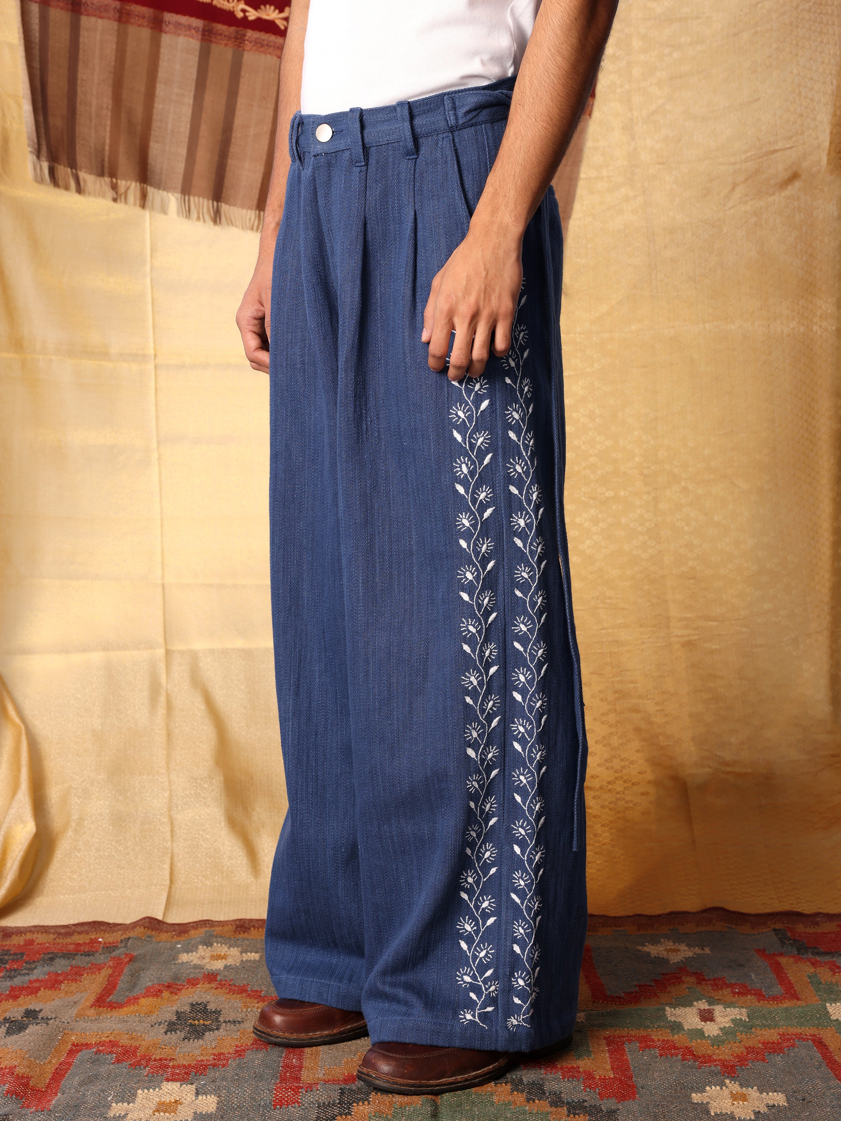 Chikan Box Pleat Pants