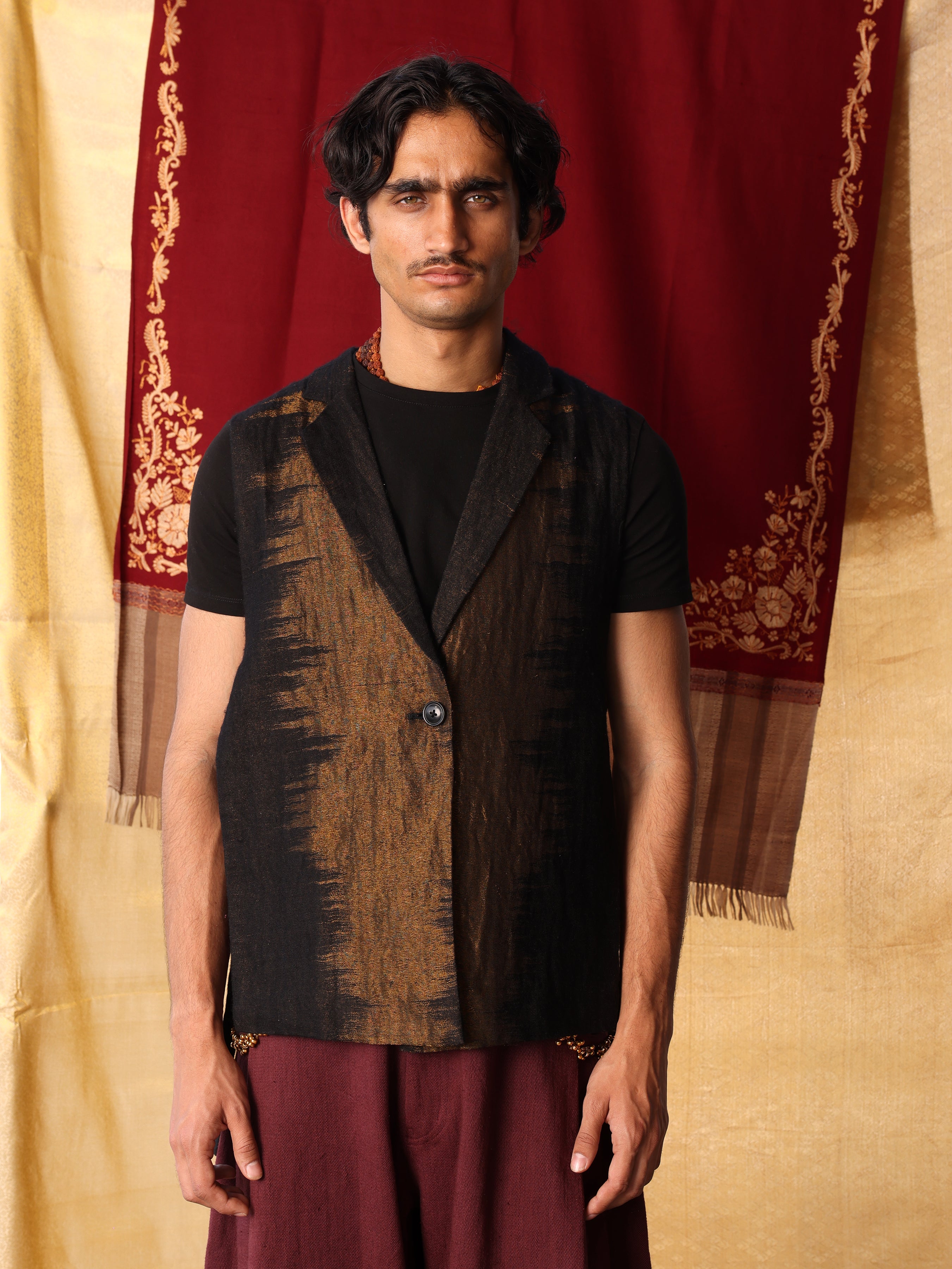 Ikkat Zari Vest