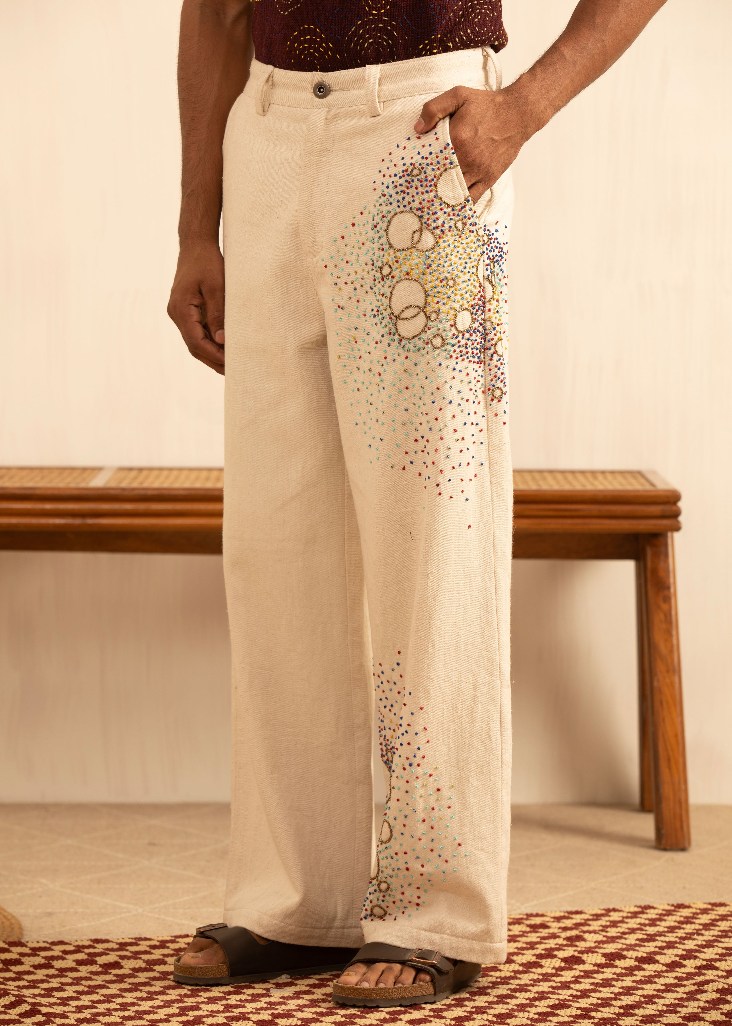 Embroidered Knots Denim