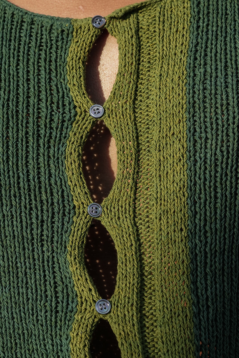 Relaxed Ribbed Boat Neck Cardigan