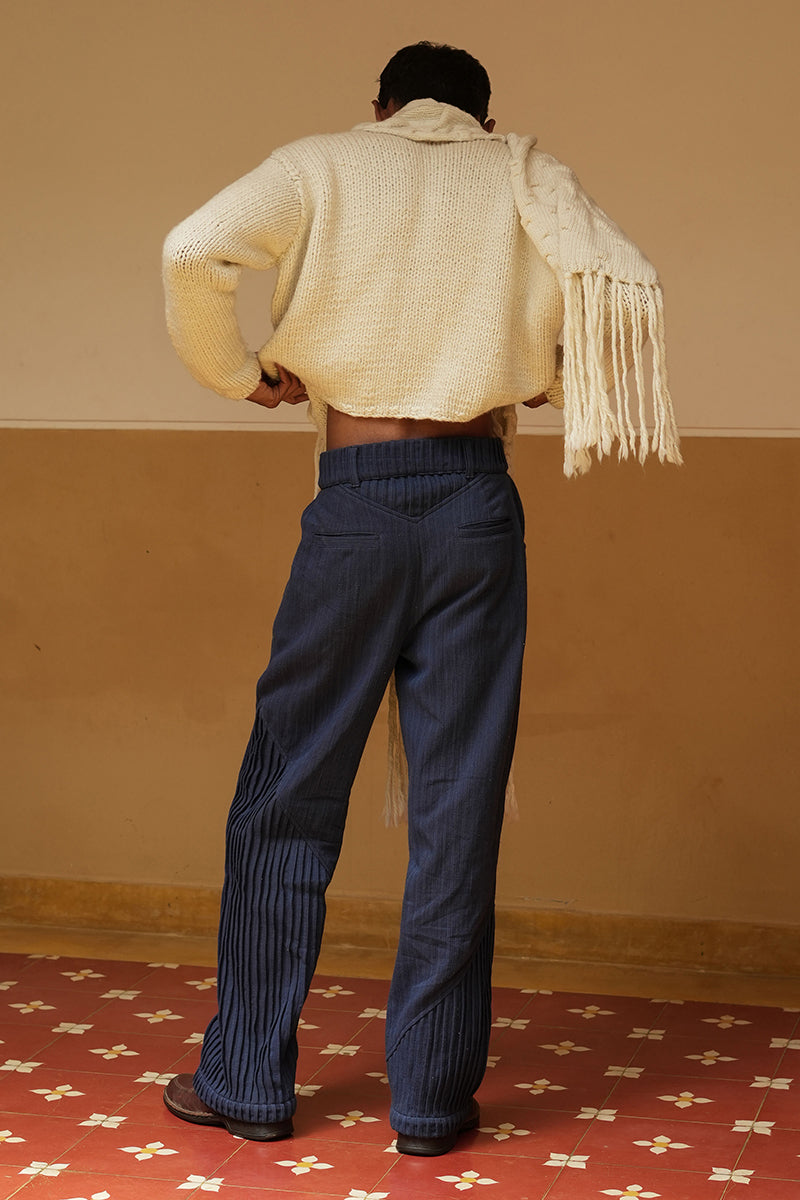 Indigo Pleated Denim Pants
