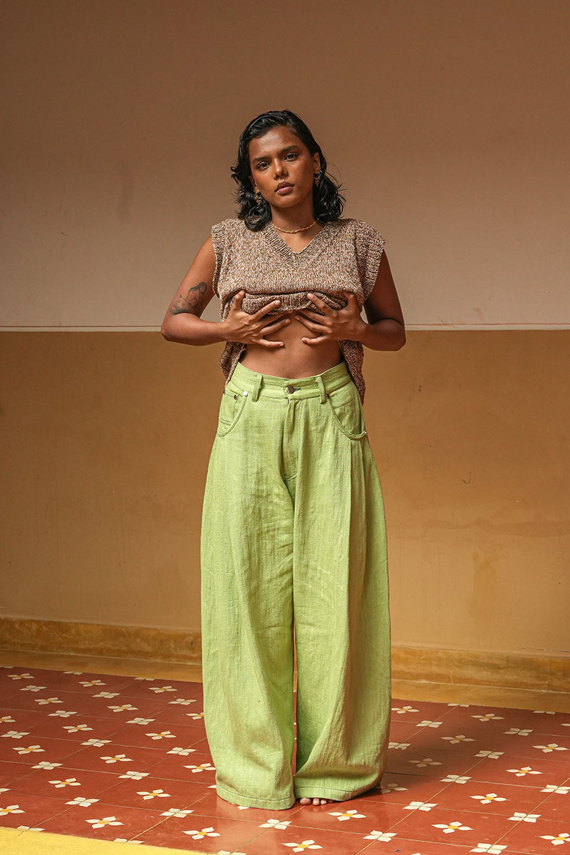 Khadi Pleated Denim Pants